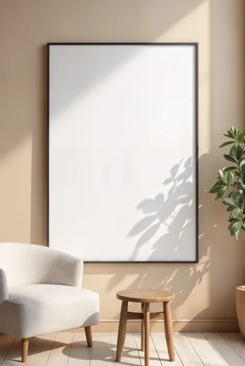 Serene Mockup Poster with Light Beige Background and Colors