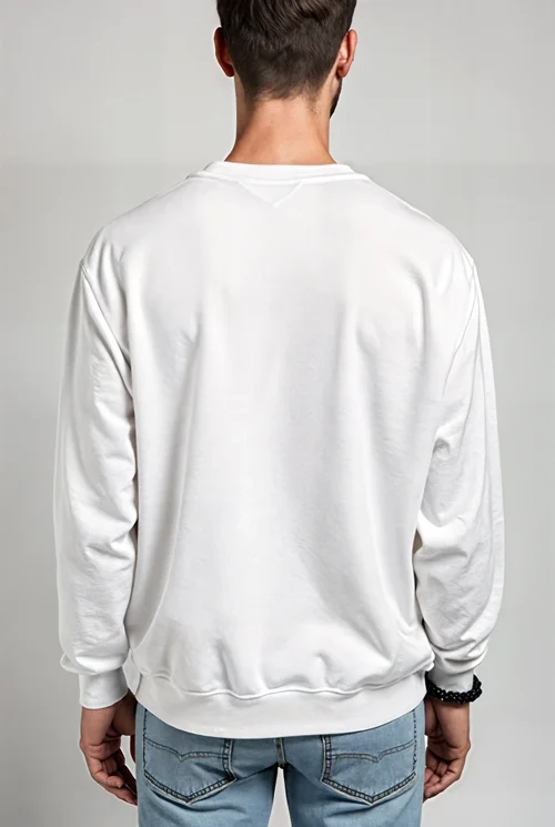 Stylish Mockup of a Young Man in a White Sweatshirt