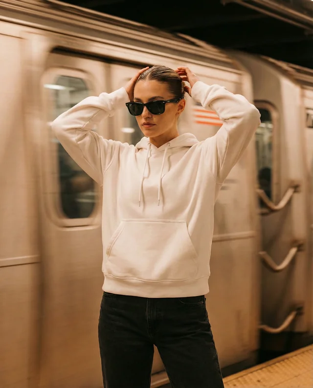 Stylish Hoodie Mockup in Urban Subway Setting