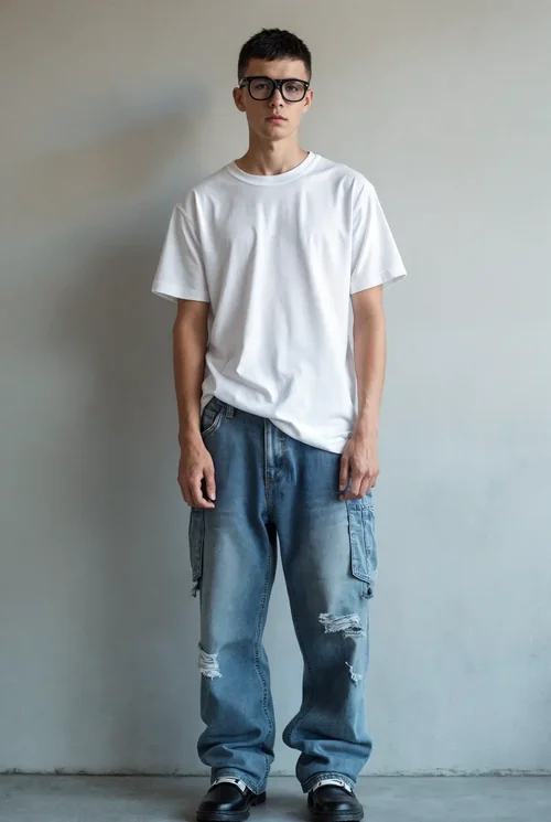 Stylish Mockup of T-Shirt in Urban Fashion Setting