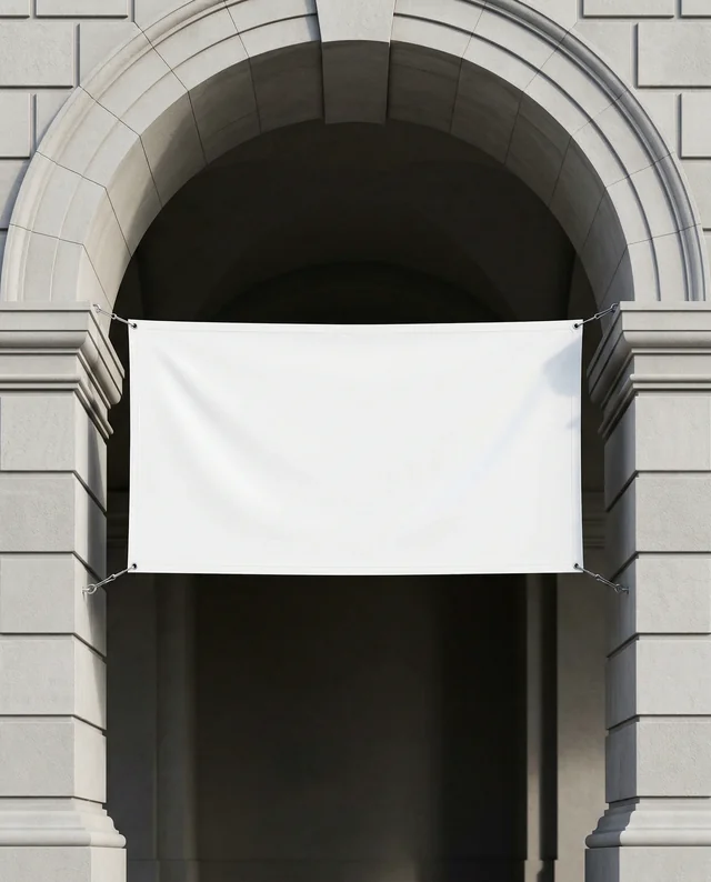 Elegant Stone Archway Mockup with Billowing Banner