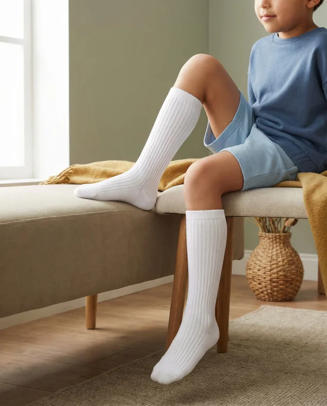 Cozy Indoor Mockup of Child Relaxing in Stylish Socks