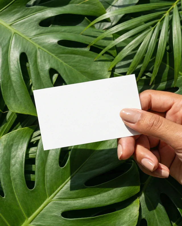 Elegant Mockup of a Business Card in Tropical Setting