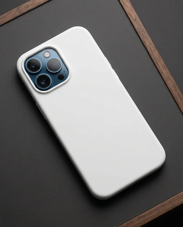 Sleek White Phone Cover Mockup on Dark Textured Surface