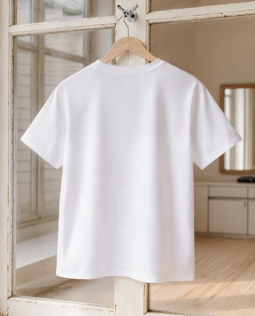 Stylish T-Shirt Mockup in Serene Indoor Setting