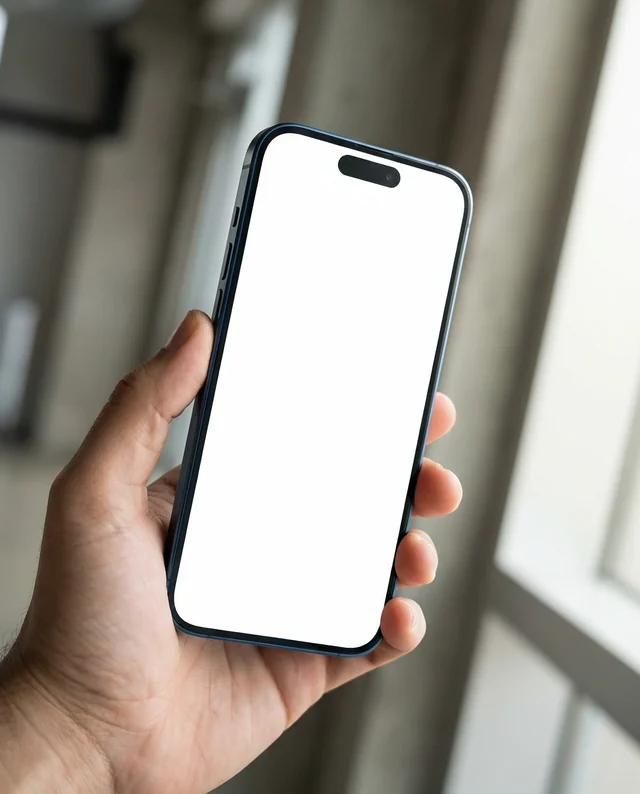 Modern iPhone Mockup in Hand with Blank Screen