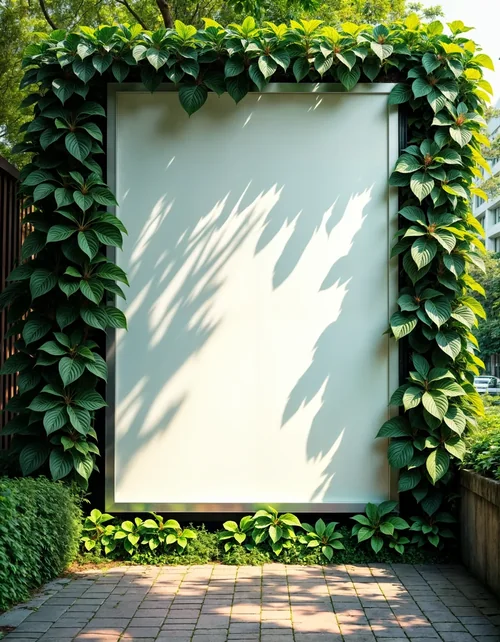 Vibrant Mockup of Billboard Amidst Lush Greenery