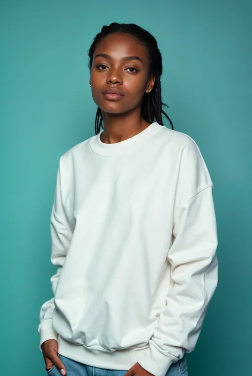Mockup of a Stylish Sweatshirt on a Confident Young Woman