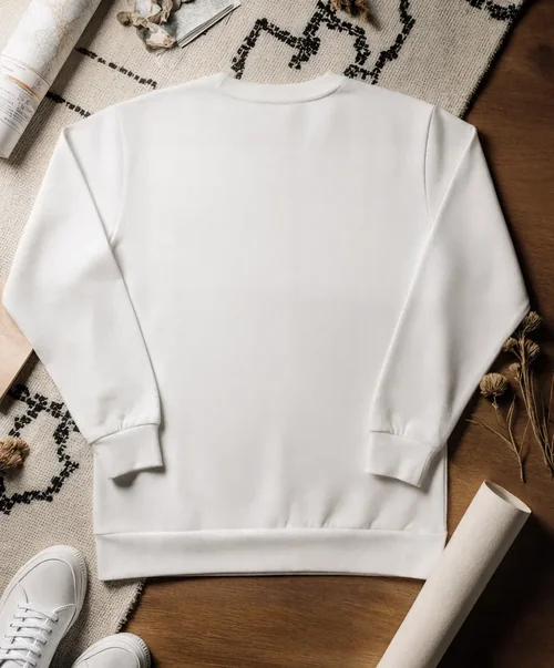 Stylish Mockup of a Cozy White Sweatshirt Flat Lay