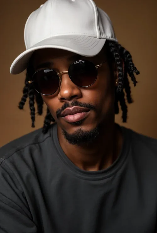 Contemplative Man in Mockup Hat: Stylish Cap Portrait