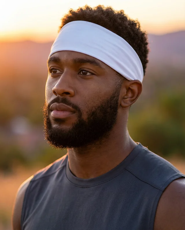 Young Man in Bandana Mockup with Sunset Background