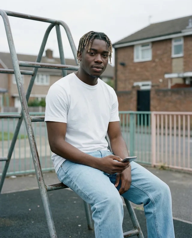 Urban T-Shirt Mockup of Young Man on Playground