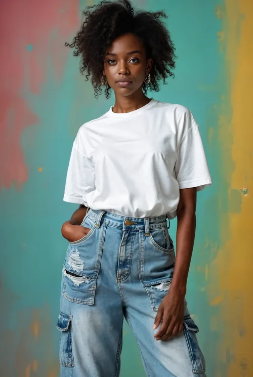 Vibrant Pastel Background T-Shirt Mockup for Stylish Women