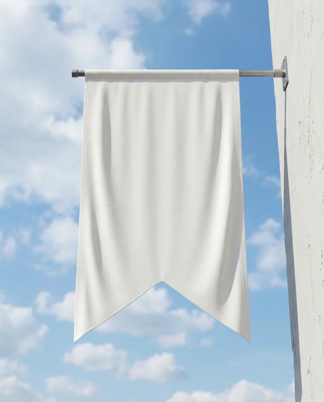 Elegant White Banner Mockup Against a Clear Sky