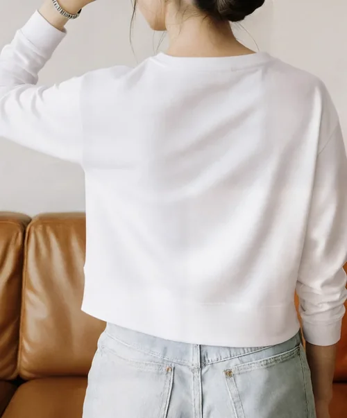 Cozy Mockup of Young Woman in Sweatshirt and Jeans