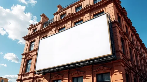 Classic Urban Building Mockup with Empty Billboard