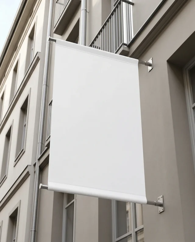 Modern Urban Building Mockup with Blank Banner Display