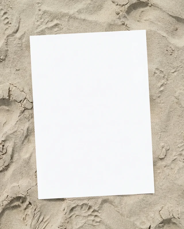 Beach Mockup Poster with Blank Paper on Sandy Shore