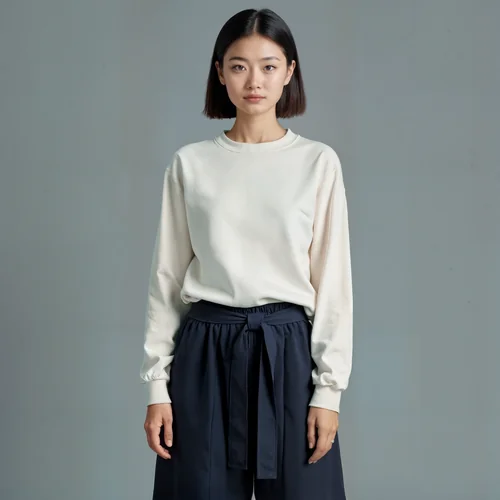 Stylish Mockup of a Woman in a Sweatshirt Outfit