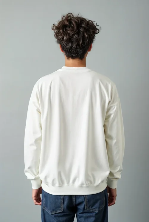 Mockup of Casual White Sweatshirt - Back View Design