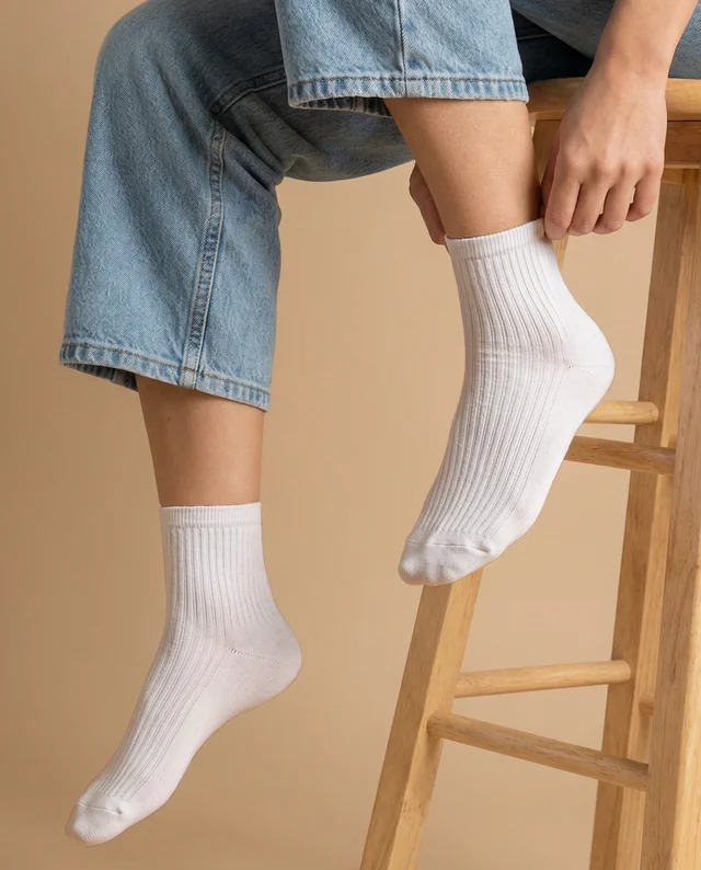 Casual Denim Culottes and White Socks Mockup Image