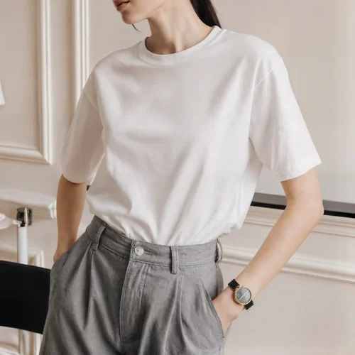 Stylish Mockup T-Shirt Fashion in Modern Interior