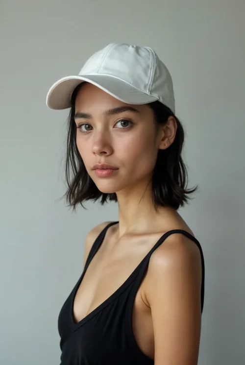 Young Woman Mockup: Stylish Hat & Cap Photography