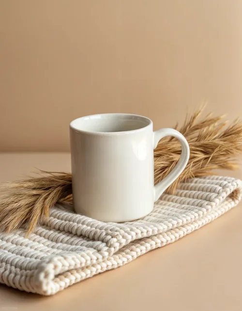 Modern Minimalist Mug Mockup with Neutral Background Colors