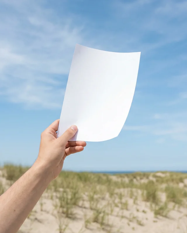 Serene Flyer Mockup Against Bright Blue Sky