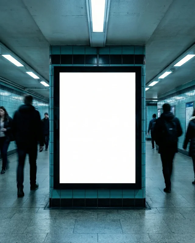 Modern Subway Station Mockup with Billboard Design