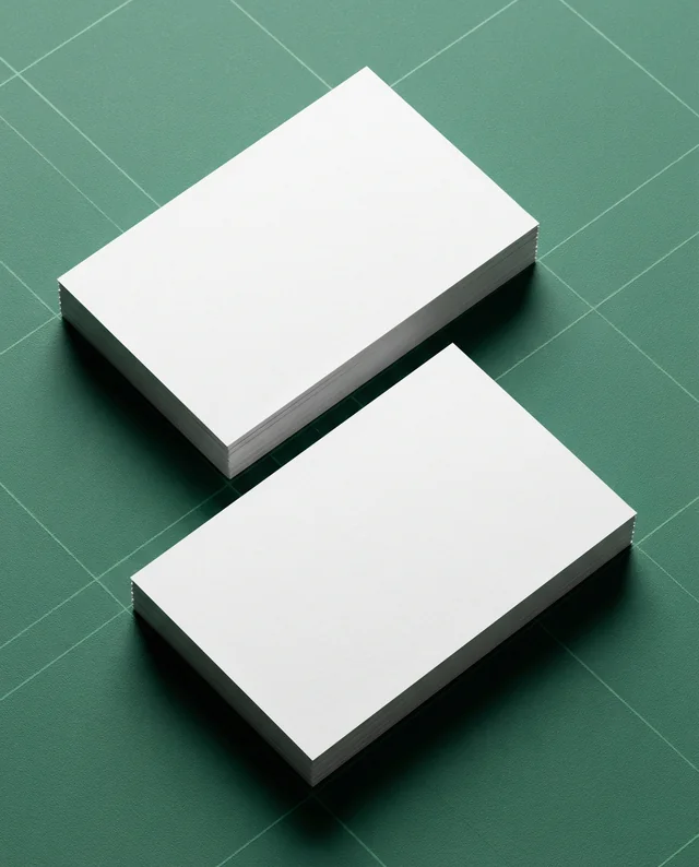 Elegant Mockup of White Business Cards on Green Mat