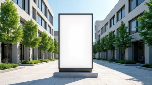 Modern Urban Mockup with Billboard in Courtyard Scene