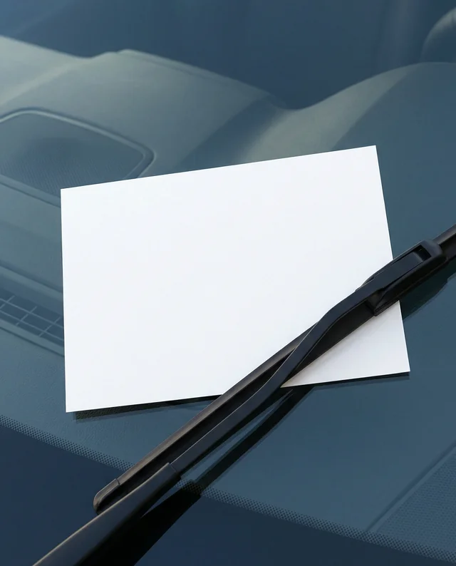 Elegant Mockup of Flyer on Car Windshield Close-Up