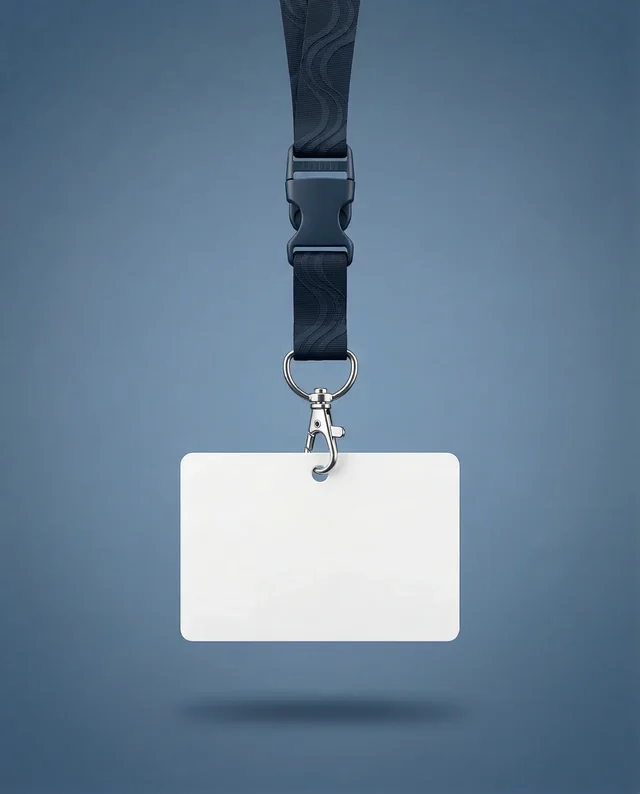 Elegant Mockup of a Blank ID Card with Stylish Lanyard