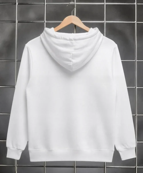 Stylish Mockup of a White Hoodie on a Wooden Hanger