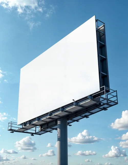 Blank Billboard Mockup Against Clear Blue Sky