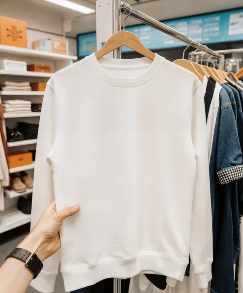 Stylish Sweatshirt Mockup in Modern Retail Setting