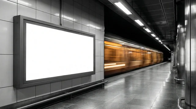 Modern Subway Station Mockup with Billboard Design