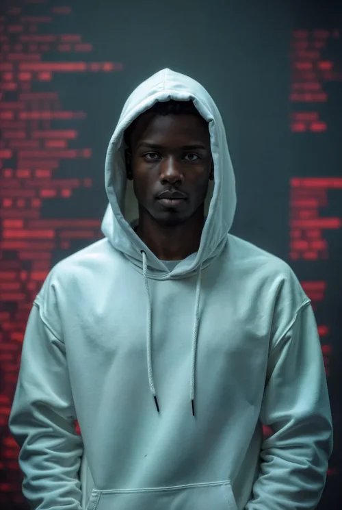 Dark Minimalist Hoodie Mockup with Vibrant Red Background