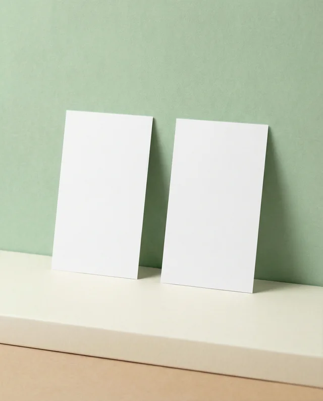 Elegant Business Card Mockup on Soft Green Background