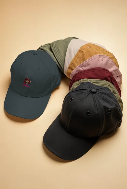 Stylish Mockup of Baseball Caps: Colorful Hat Collection