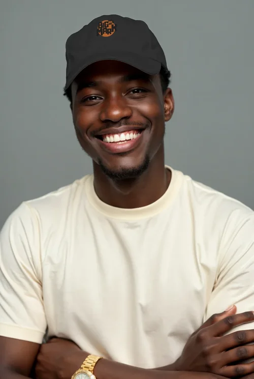Joyful Young Man in White Cap Mockup - Casual Portrait