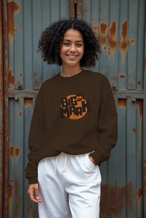 Stylish Mockup of a Young Woman in a White Sweatshirt
