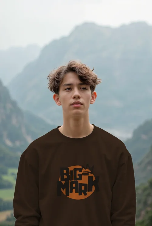 Mockup of a Young Man in a White Sweatshirt