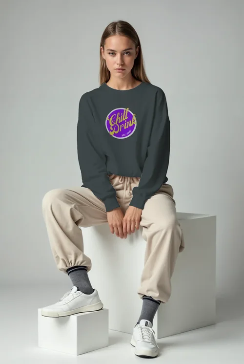 Mockup of a Young Woman in a Casual Sweatshirt
