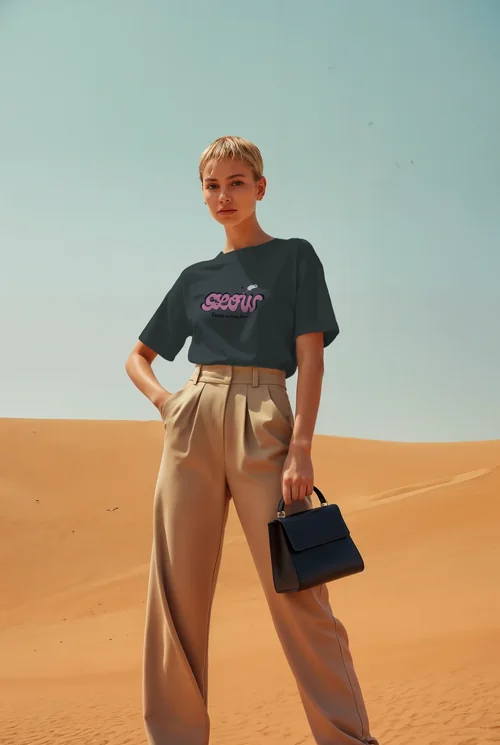 Stunning T-Shirt Mockup in a Luxurious Desert Setting