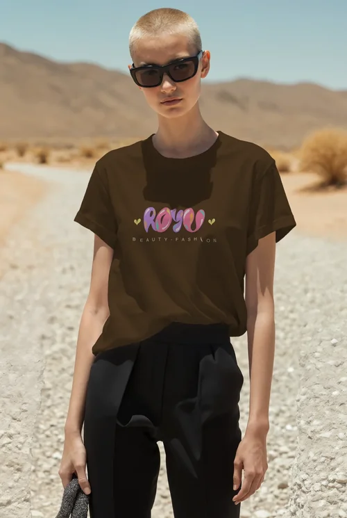 Minimalist T-Shirt Mockup in Outdoor Fashion Setting