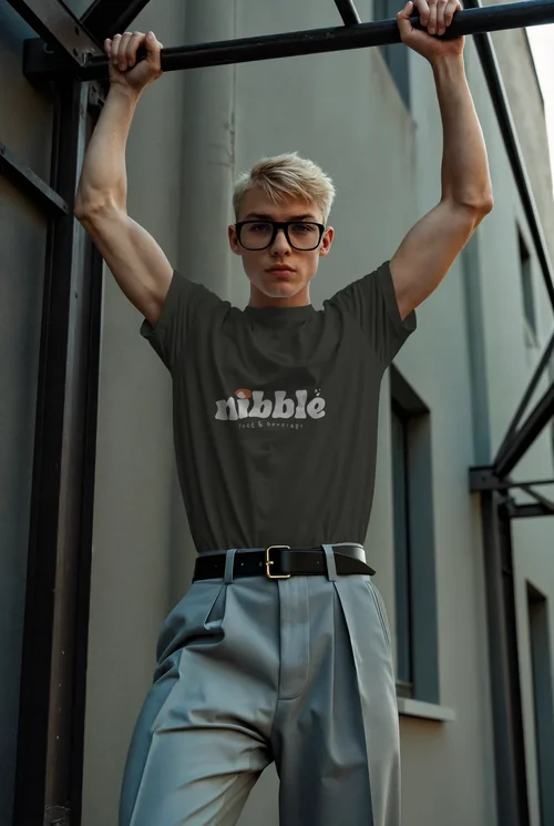 Stylish Mockup of T-Shirt on Athletic Model in Urban Setting