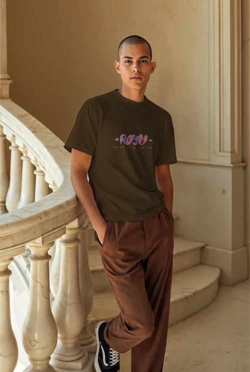 Stylish T-Shirt Mockup Featuring a Young Male Model