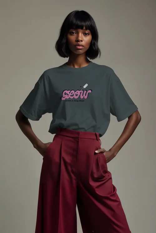 Stylish T-Shirt Mockup with Young Female Supermodel